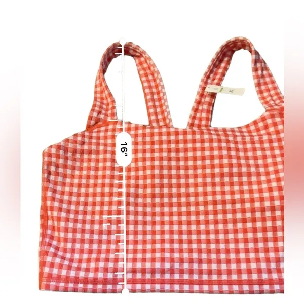 Offline‎ by aerie Red & White Gingham Square Neck Crop Top Shelf Bra Sz XL NEW - Image 8