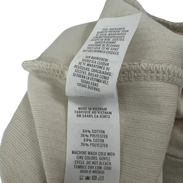 Aerie Ribbed Knit Solid Flare Leg Pants Cream Retro High Rise Seam Detail Size S - Image 7