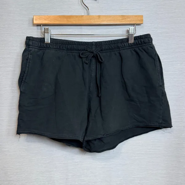 Double Zero Womens Black Cotton Boxy Crop Top and Drawstring Shorts Set Large - Image 4