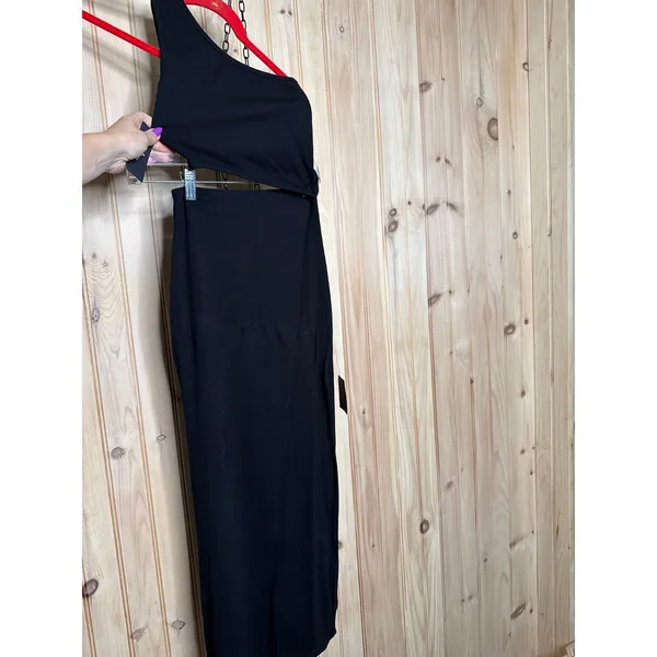 NWT Lulus Power to Wow Black One-Shoulder Cutout Midi Dress Party Night Out XS - Image 2