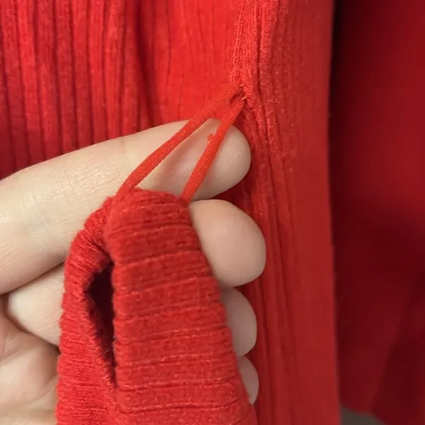 Vintage Vanity Fair Vibrant Red Full-Length Ribbed Wrap V-Neck Robe with Belt-Sm - Image 13