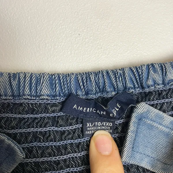 American Eagle Blue Chambray Shorts Overall Romper - Image 8