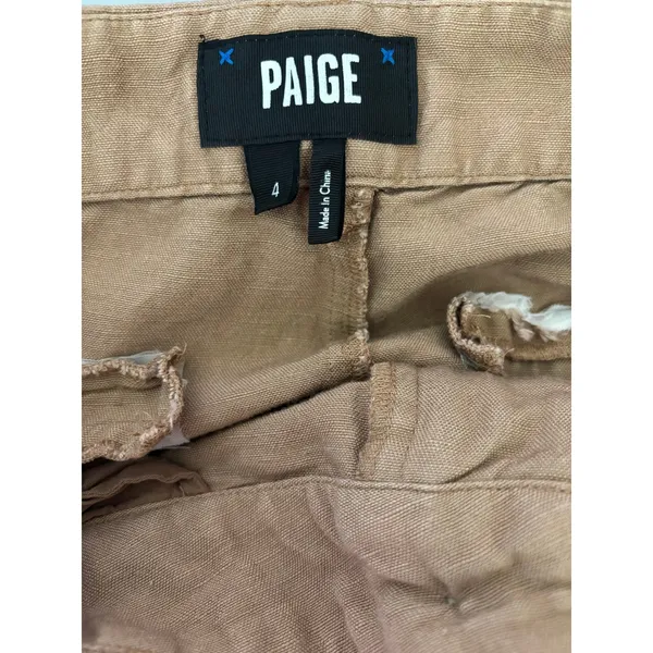 Paige Dallas Pant Womens‎ 4 Camel Pleated Wide Leg Linen Blend Trouser Career - Image 4