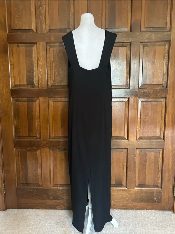 Reformation Vea Black Crepe Square Neck Maxi Shift Dress Size 12 Lined - Image 6