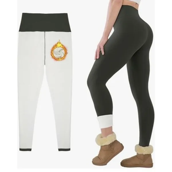 Fleece Lined Seamless High Waist Tummy Control Legging Forest Green Women’s S - Image 2