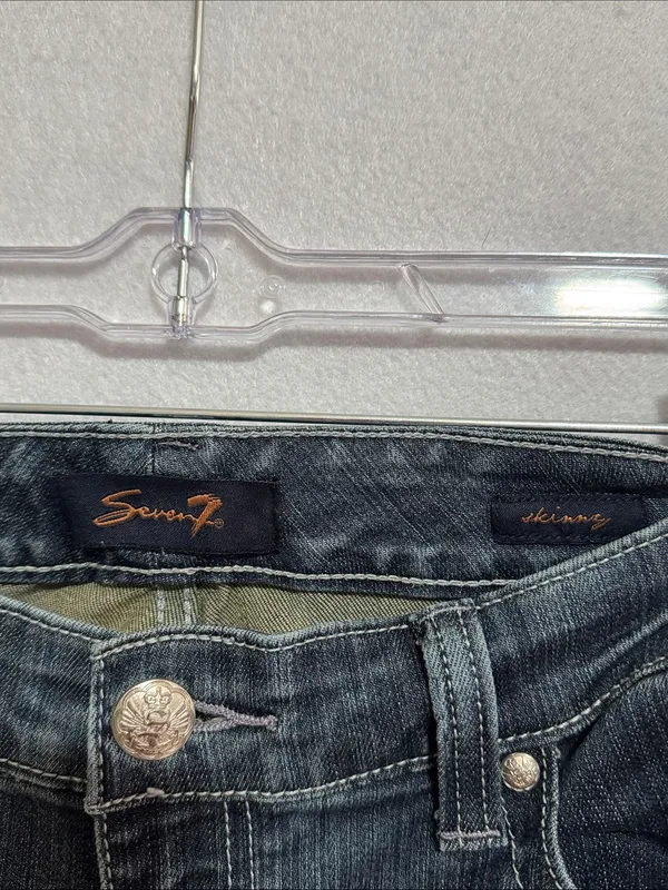 7 For All Mankind Women's Skinny Jeans - Dark Grey Blue Wash - Image 2
