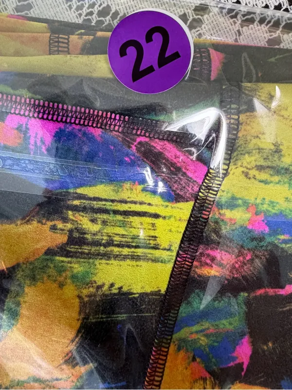 Bright Paint-Brush Print Leggings - Black Multicolor - Image 6