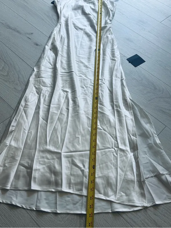 Lulu's White Satin Chain Strap,Slip Midi with Side Slit Size Medium - Image 12