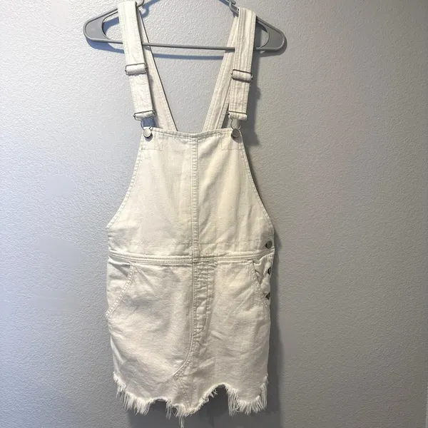 Free People Women's Size-0 Torn Up Jumper Dress‎ Skirt Overall White - Image 3