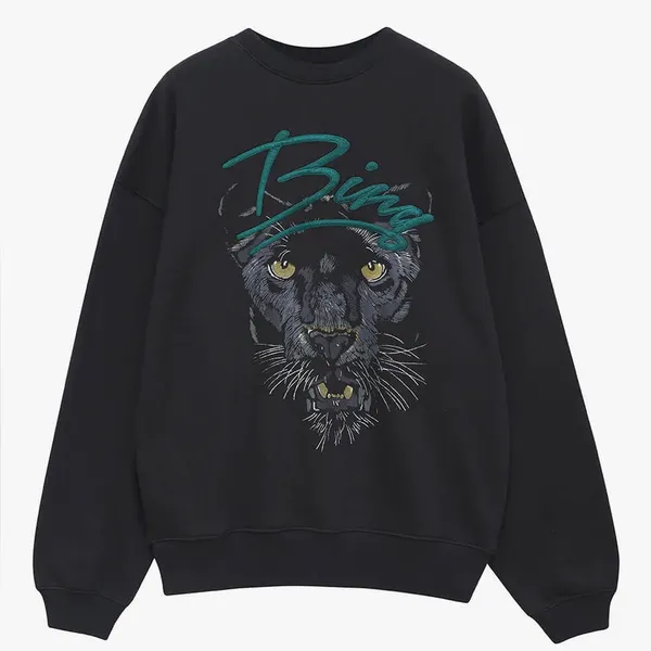 Anine Bing XS Kenny Sweatshirt Panther in Vintage Black - Image 4