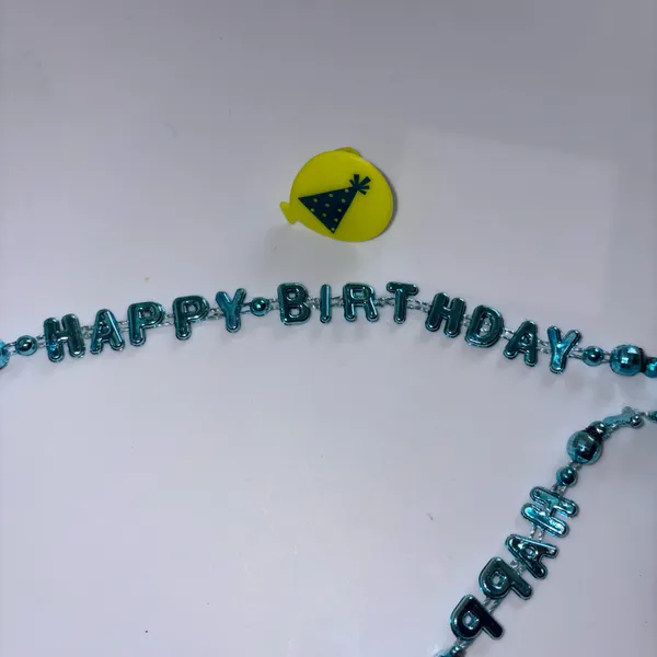 Blue and Yellow Happy Birthday Necklace and Ring - Image 3