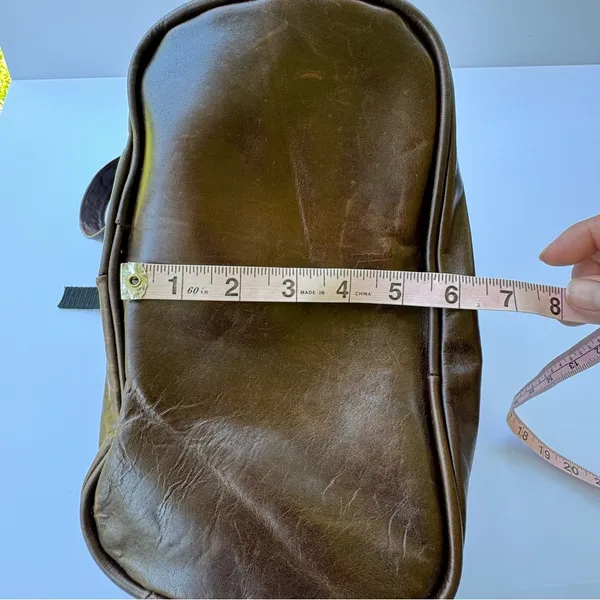 Vintage 90’s Genuine Leather Drawstring Backpack Brown - Image 11