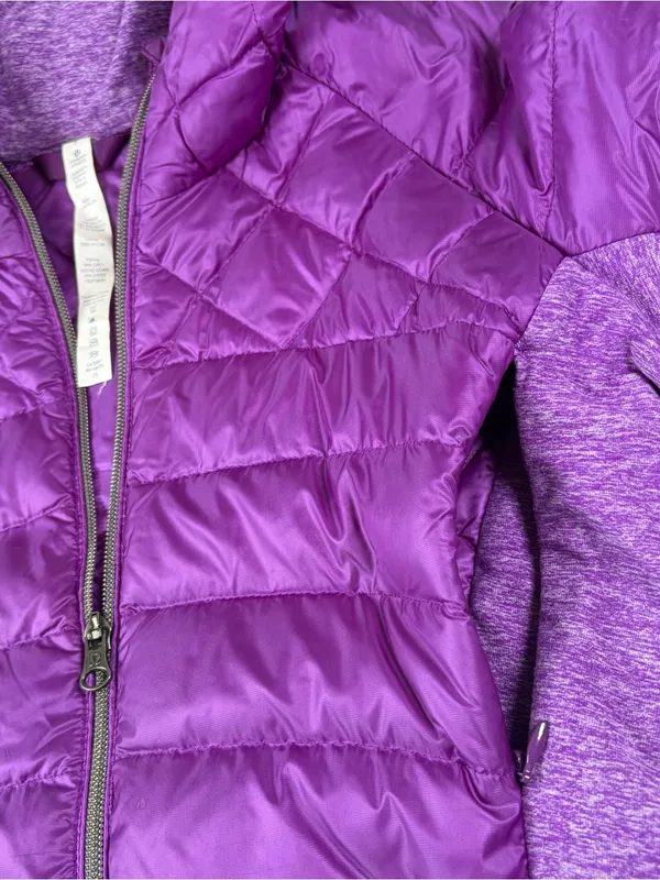Lululemon Goose Down For A Run Zip Up Violet Puffer Quilted Coat Women's Sz 8 - Image 6