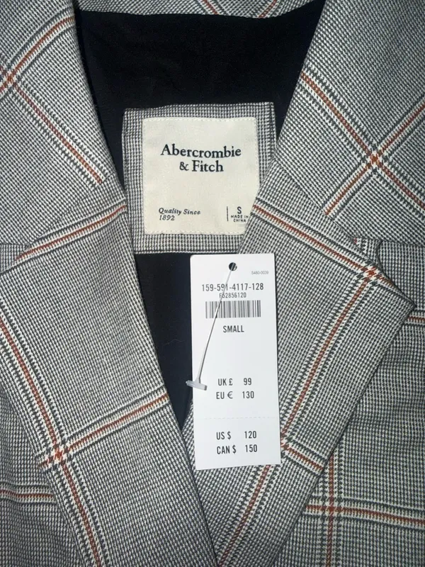 Abercrombie and fitch check blazer dress grey NWT size S - Image 4