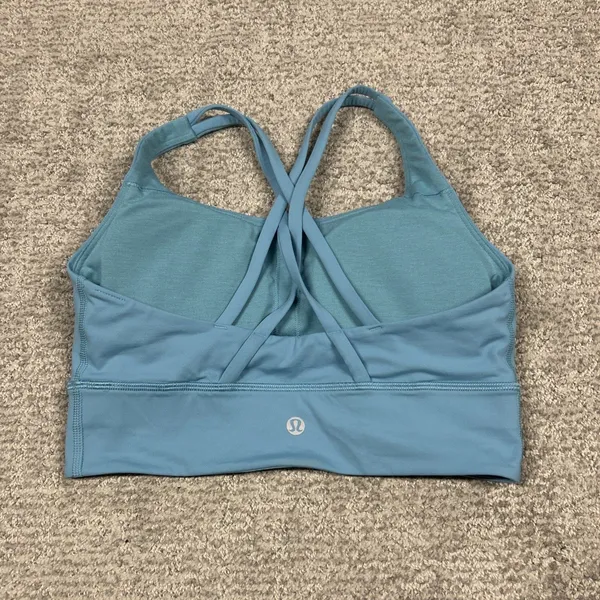 Lululemon Energy Bra Womens 6 Long Line Blue Strappy Athletic Padded W2EB9S - Image 4