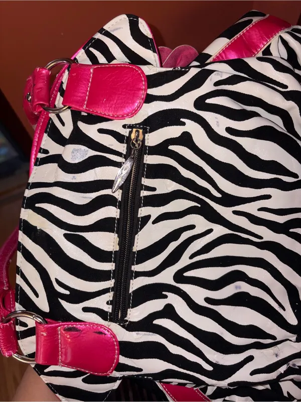Y2K 2000’s Pink Floral Zebra-Print Shoulder Bag - Image 9