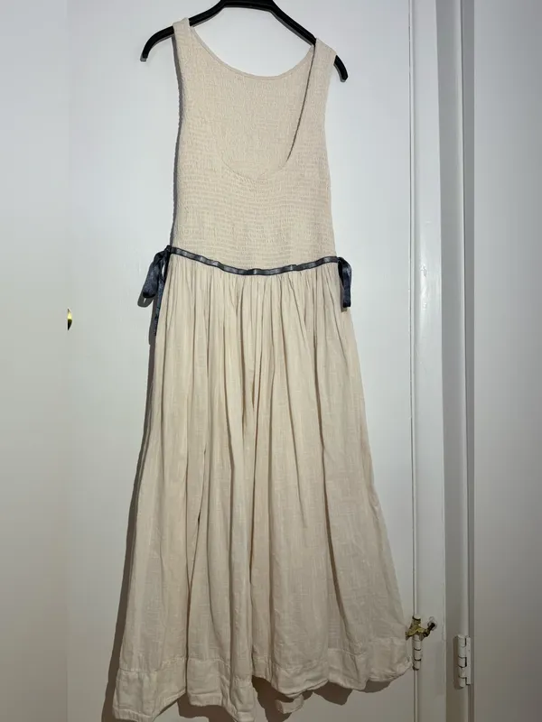 NWOT Free People Nightingale Solid Midi Dress with Navy Tie - Image 5