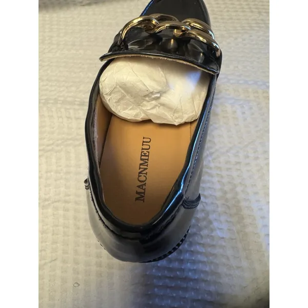 MACNMEUU Chunky Platform Loafer Comfort‎ Slip On Chain Faux Leather Women's 9 - Image 14