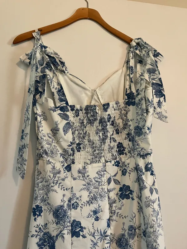 Francesca's White and Blue Floral Dress - Image 3