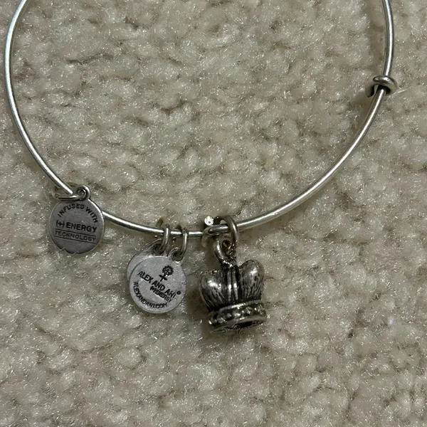 925 Sterling Silver Alex And Ani "King's Crown" Expandable Bangle Bracelet - Image 3