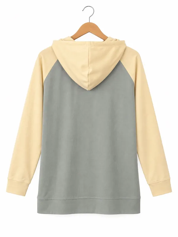 Pendleton Colorblock Hoodie granola girl Gray Cream Lightweight Pullover Sweat - Image 2