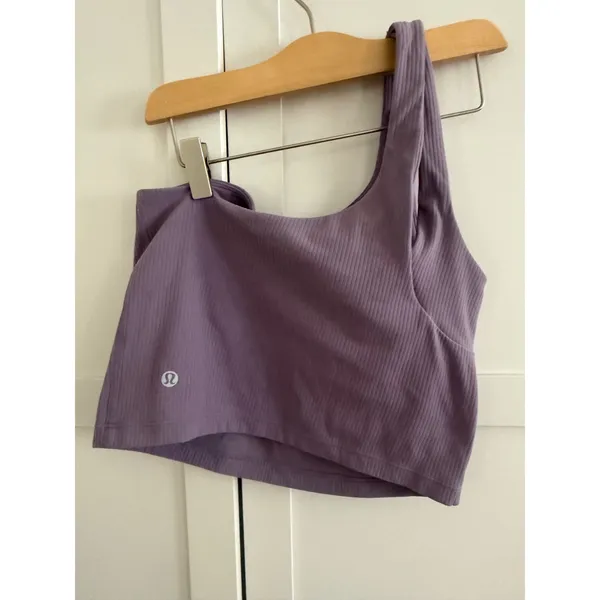 Lululemon Ribbed Nulu Asymmetrical Yoga Tank Top in Purple Ash W1ERPS Size 8 - Image 5