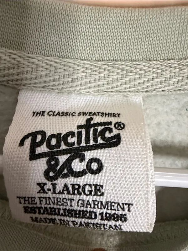 Light Sage Crewneck Sweater with Pink Sleeve Detail - Image 2