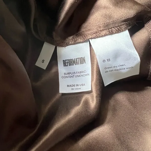 Reformation Rosalina Cocoa Brown‎ Silk Long Sleeve High Low V-Neck Maxi Dress Sm - Image 5