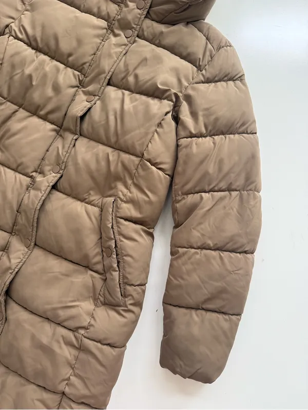 H&M Puffy Long Coat Brown Size Small - Image 6