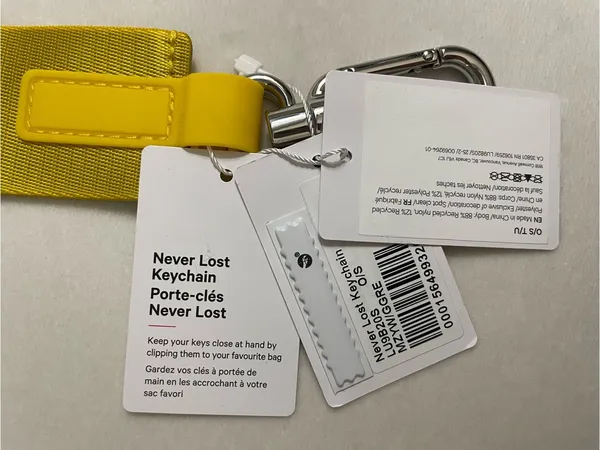 Lululemon NWT Never Lost Keychain Maize Yellow Graphite Grey - Image 3