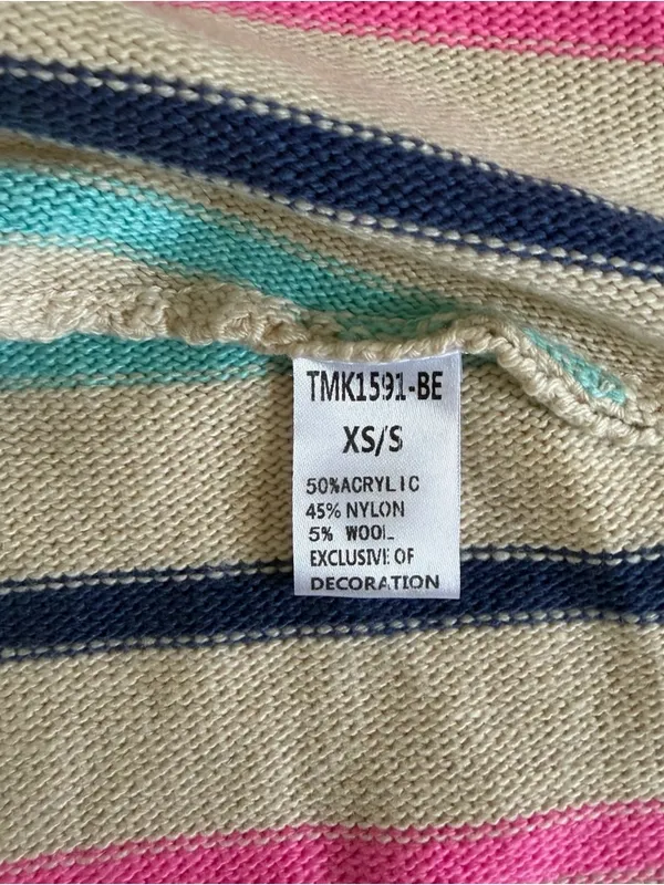 NWT THML Juliana‎ Striped Colorful Turtleneck Poncho Wool Blend Sweater - Image 7