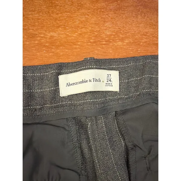 NWT Abercrombie & Fitch Pinstripe Pants Womens Grey Wide Leg Low Rise 37 24L - Image 3