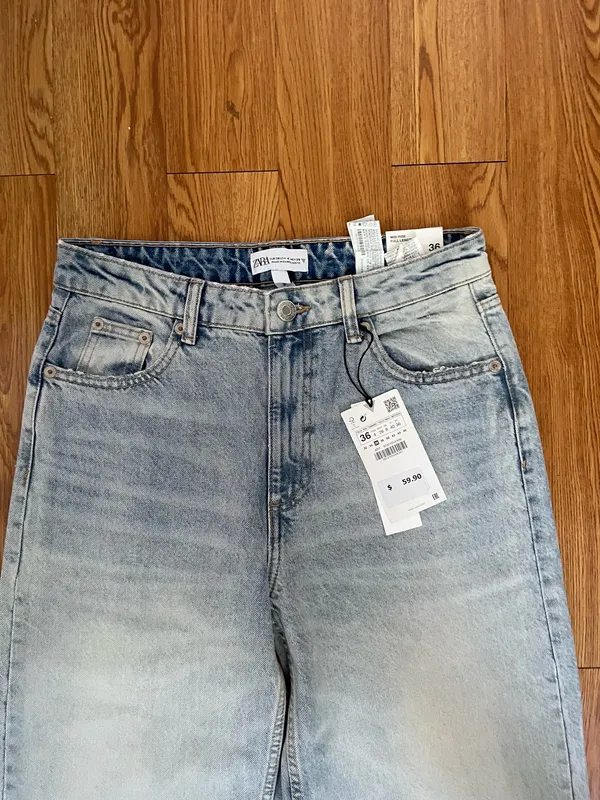 Zara high waisted super wide light blue jeans nwt - Image 4