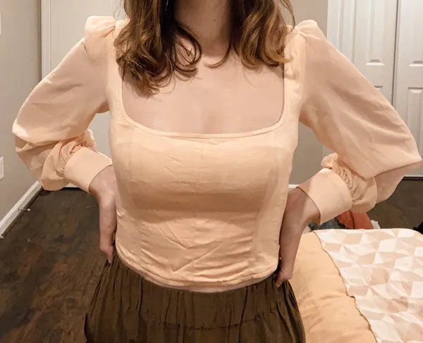 Urban Outfitters Lena Sheer Sleeve Square Neck Blouse - Image 2