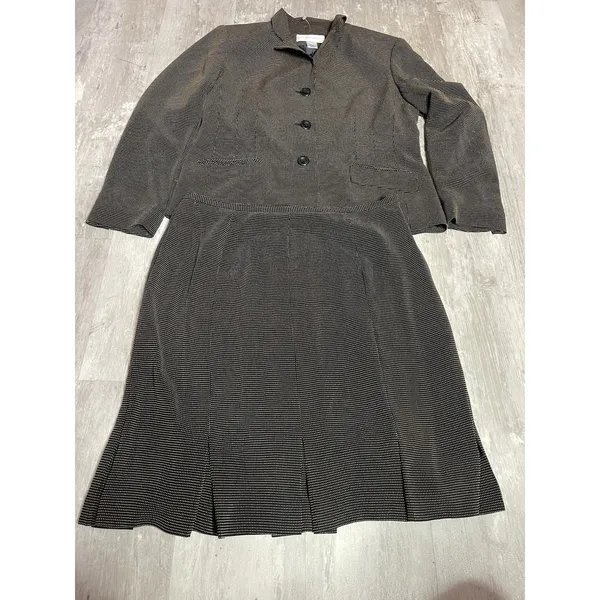 Vintage‎ Jones New York 2-Piece Skirt Suit Brown Blazer Size 14 Women C-0087 - Image 4