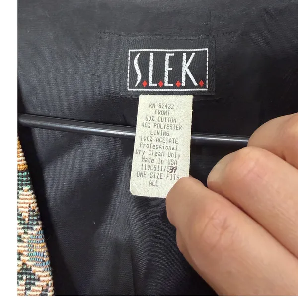 Vintage SLEK Tapestry Southwestern Geometric Print Vest Size M - Image 4