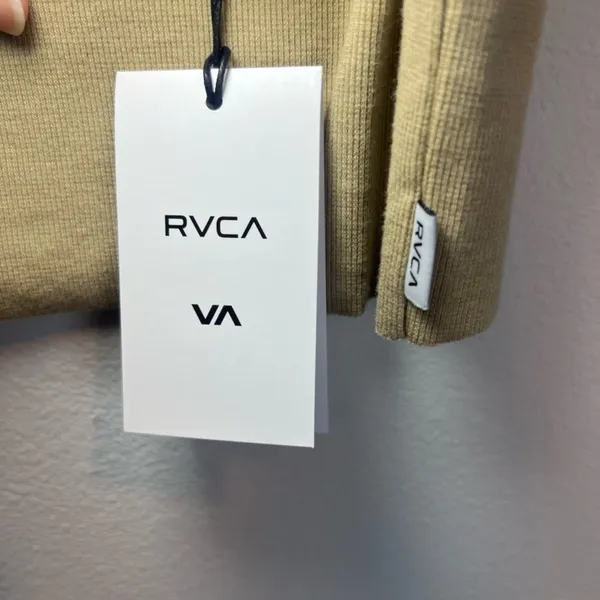 RVCA Haru Slide Tank Top Shirt Tan Ribbed Stretch Crop Summer Neutral NEW Large - Image 5