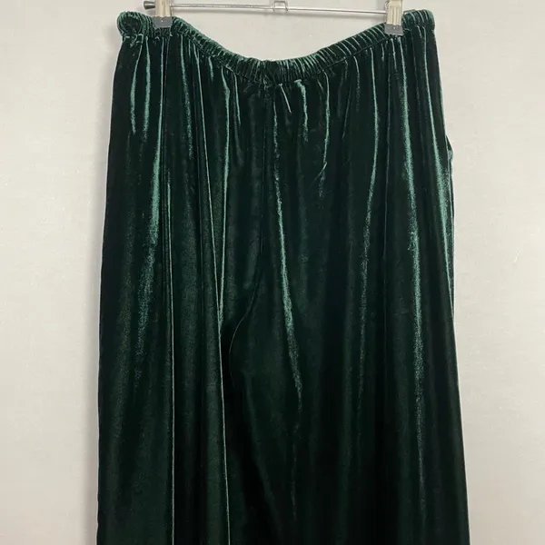 Marine Layer Bella Velvet Pants Slouchy Wide Leg Women Medium Green Drawstring - Image 9
