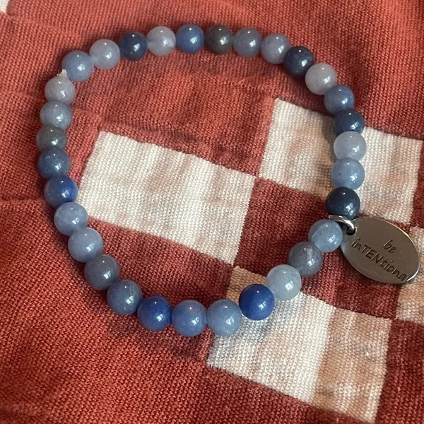 Blue Beaded Bracelet with Inspirational Charm Be Intentional - Image 3