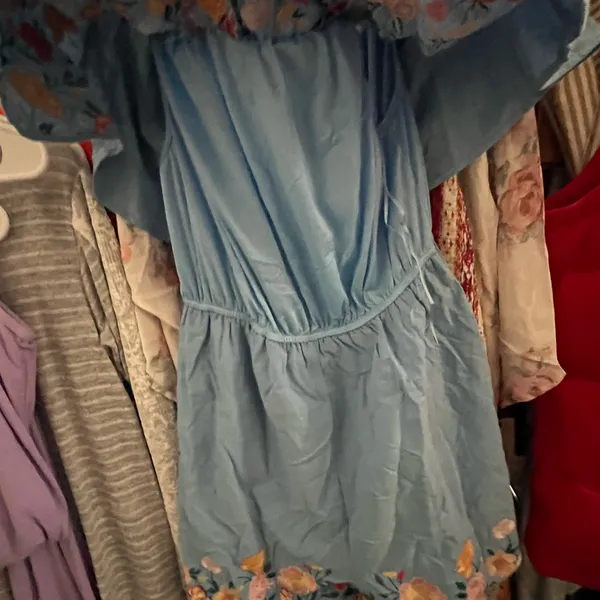 Blue Floral romper Size L - Image 2