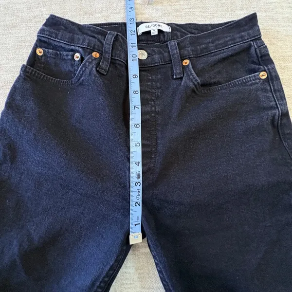 RE/DONE High Rise Ankle Crop Distressed Jeans‎ Black Wash Denim Size 29 - Image 7