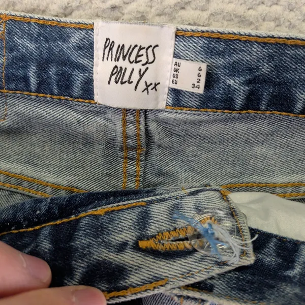Princess Polly Crossover‎ Waist Straight Leg Jeans Light Wash Blue Womens Size 2 - Image 7