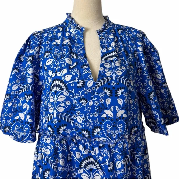 Sugarlips Lulu Dixie Dress Mini Shift Blue Floral Cotton Women’s Size Medium - Image 7