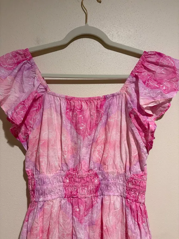 Roller Rabbit Pipette Tiered Mini Dress Pink Floral Short Sleeve - Image 12