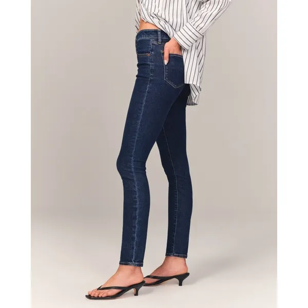 Abercrombie & Fitch Curve Love Super Dark High Rise The Skinny Ankle Jeans 0/25 - Image 4