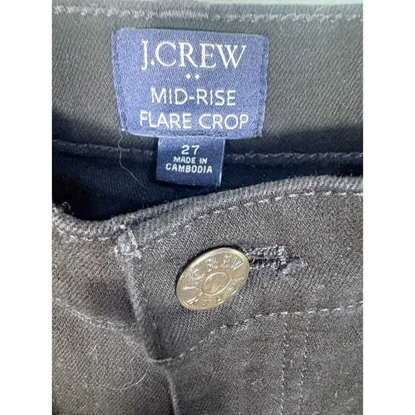 J.Crew Mid-Rise Flare Crop Jeans Womens 27 Black Excellent Re-Imagined Denim‎ - Image 3