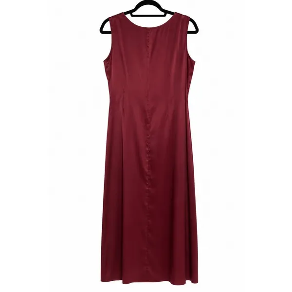 Sundance Minimalist 100% Silk Maxi Dress Burgundy 10 - Image 2
