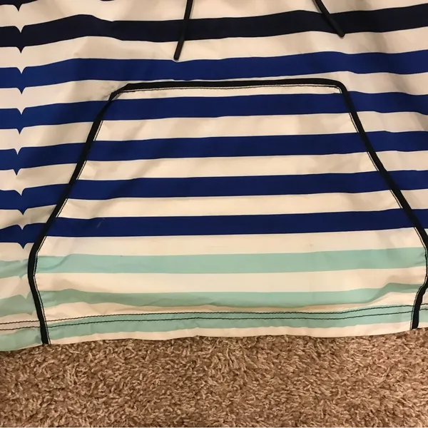 Hunter by Target Blue, Green, and White Rain Jacket. Has Stripes and Mesh Detail - Image 4