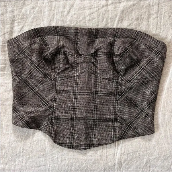 Free People Out West Corset Plaid Crop Top - Image 3