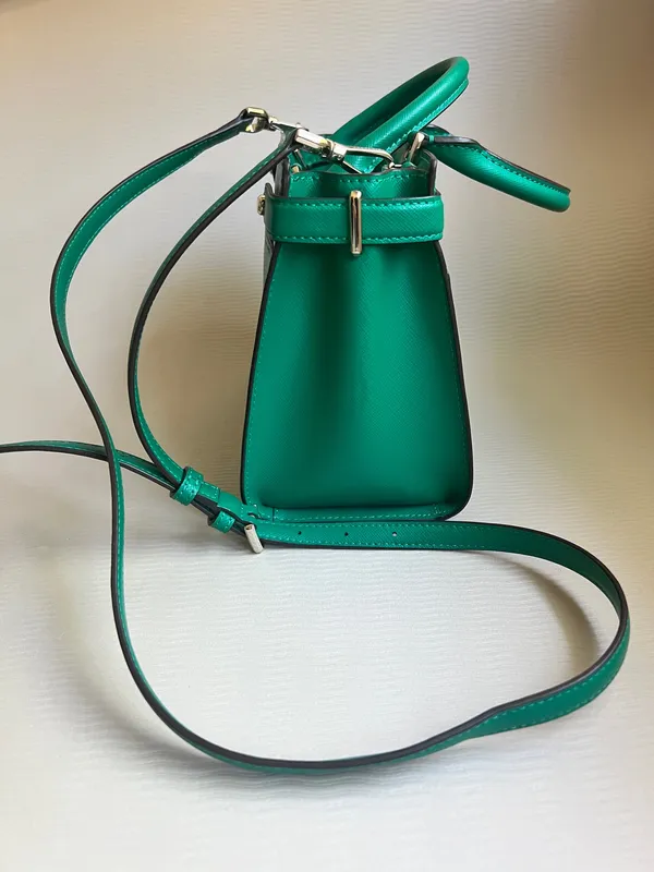Kate Spade Staci Medium Satchel Green Saffiano Leather Crossbody Bag - Image 6